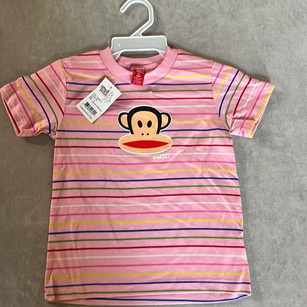Paul Frank Pink Striped Tee with Monkey Design